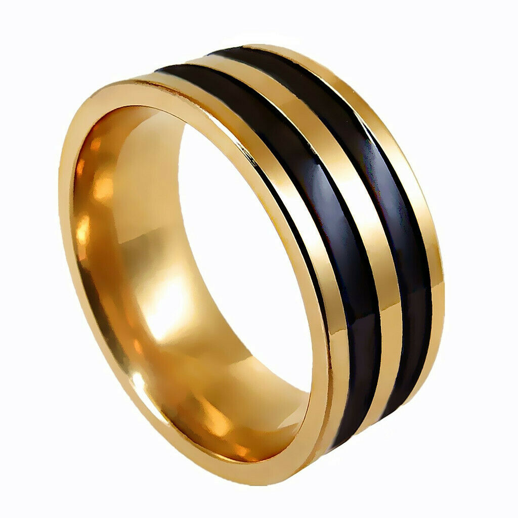 Fashion Jewelry Punk Men's Stripe Finger Band Ring Stainless Steel Ring 18mm
