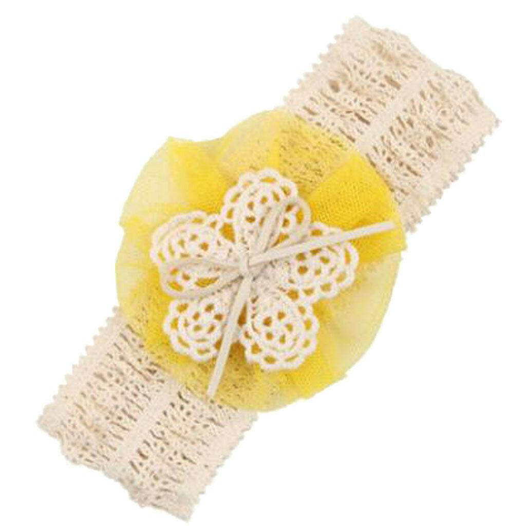 Cute Lace Flower Kids Baby Girl Toddler Headband Hair Band Headwear Yellow