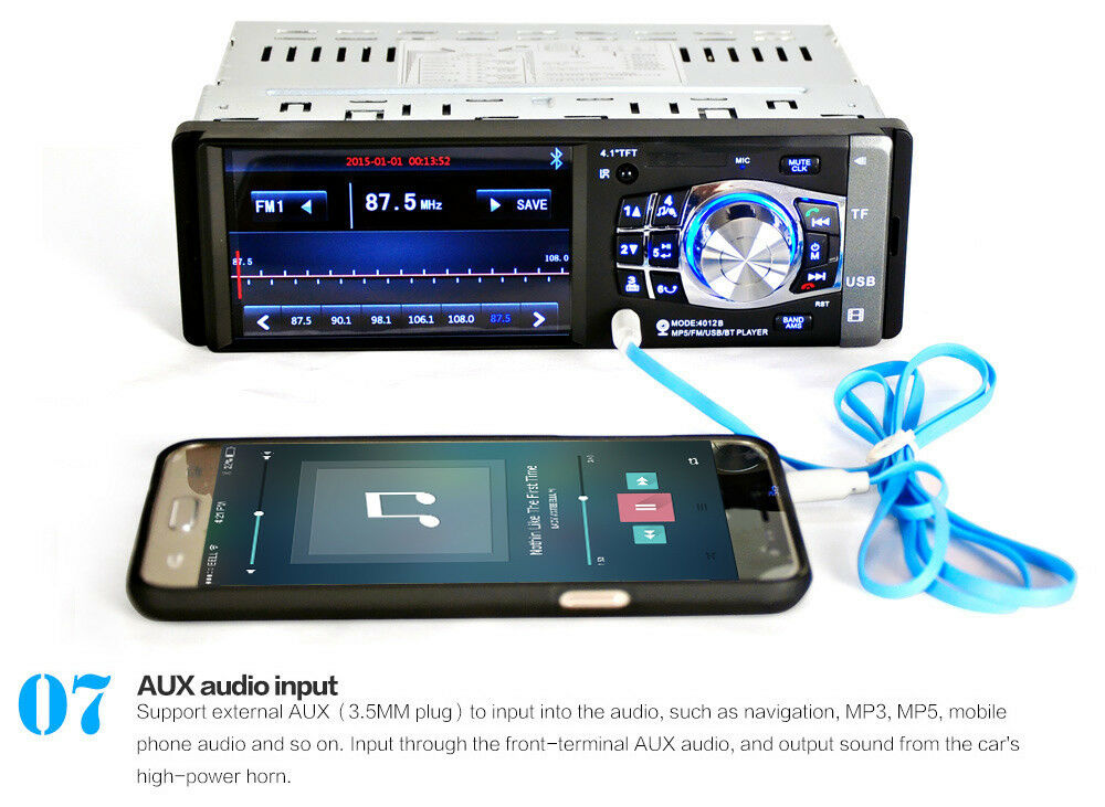 4.1" Bluetooth In-Dash Stereo Audio FM Radio LCD HD Car MP5 MP3 USB AUX Player