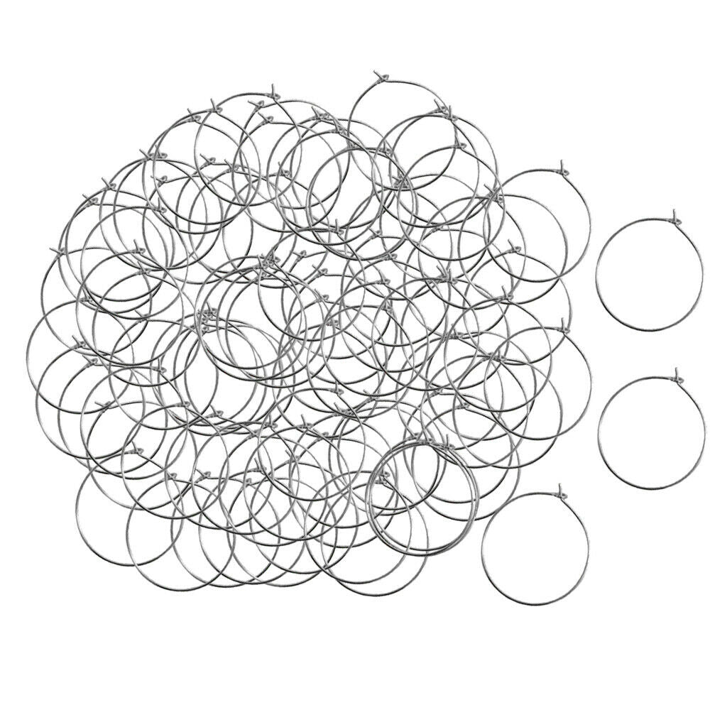 200Pcs 25mm Round Hoop Earrings Wire Hoops Charm Rings for DIY Craft Wedding