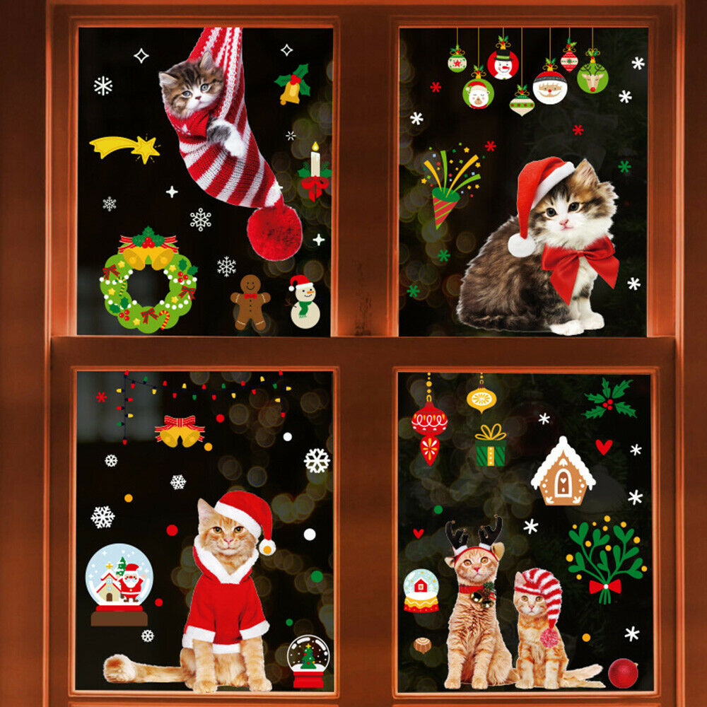 9Pcs/set Christmas Window Static Stickers Glass Door Decals Holiday Xmas Decor