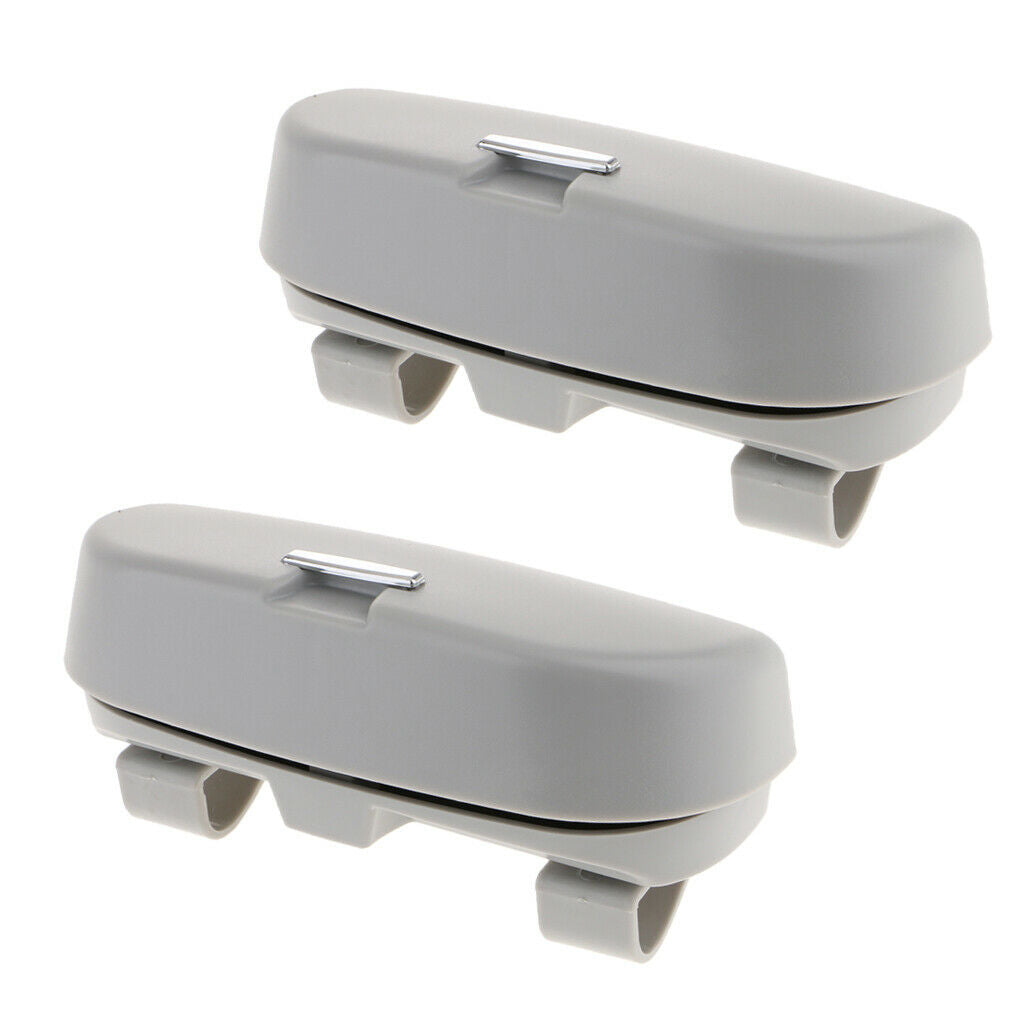 2PCS Car Overhead Console Sunglass Holder Lid Beige Front Eyewear Case Storage