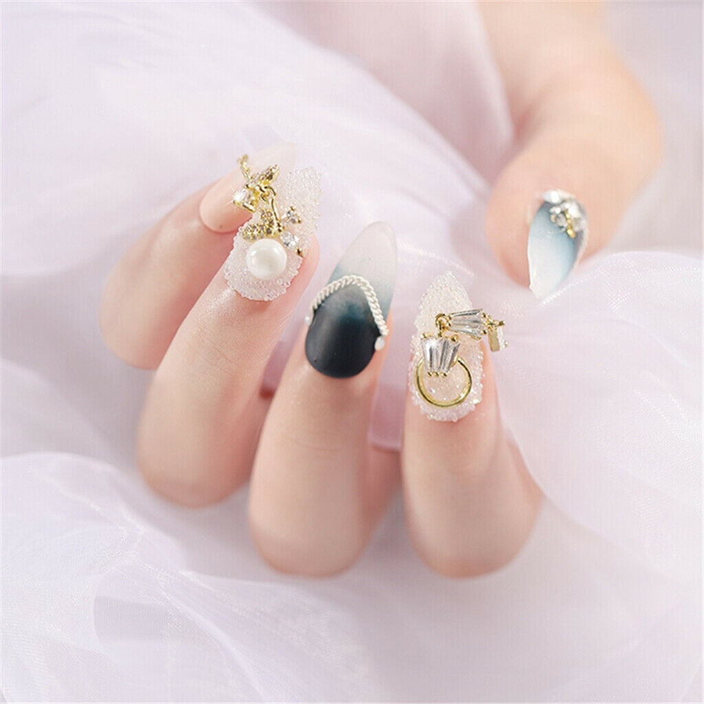 Lots 5 DIY Decorative Beads Gem Alloy Chain Lines Shiny Nail Charms Pendants