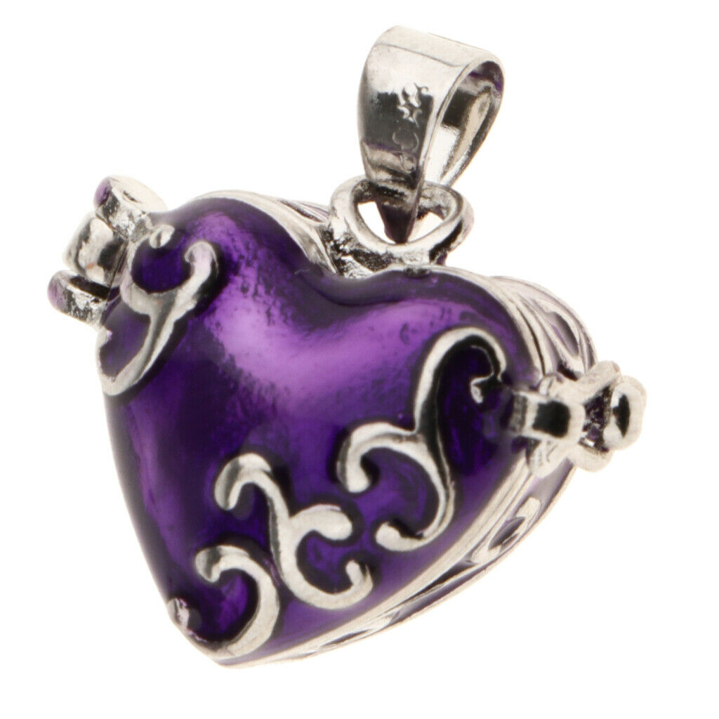 2x Heart Enamel Openable Cremation Keepsake Urn Pendant Fit Necklace Purple