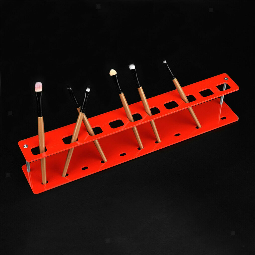 10 Holes Makeup Brushes Pencil Pen Display Stand Rack Organizer Holder Red