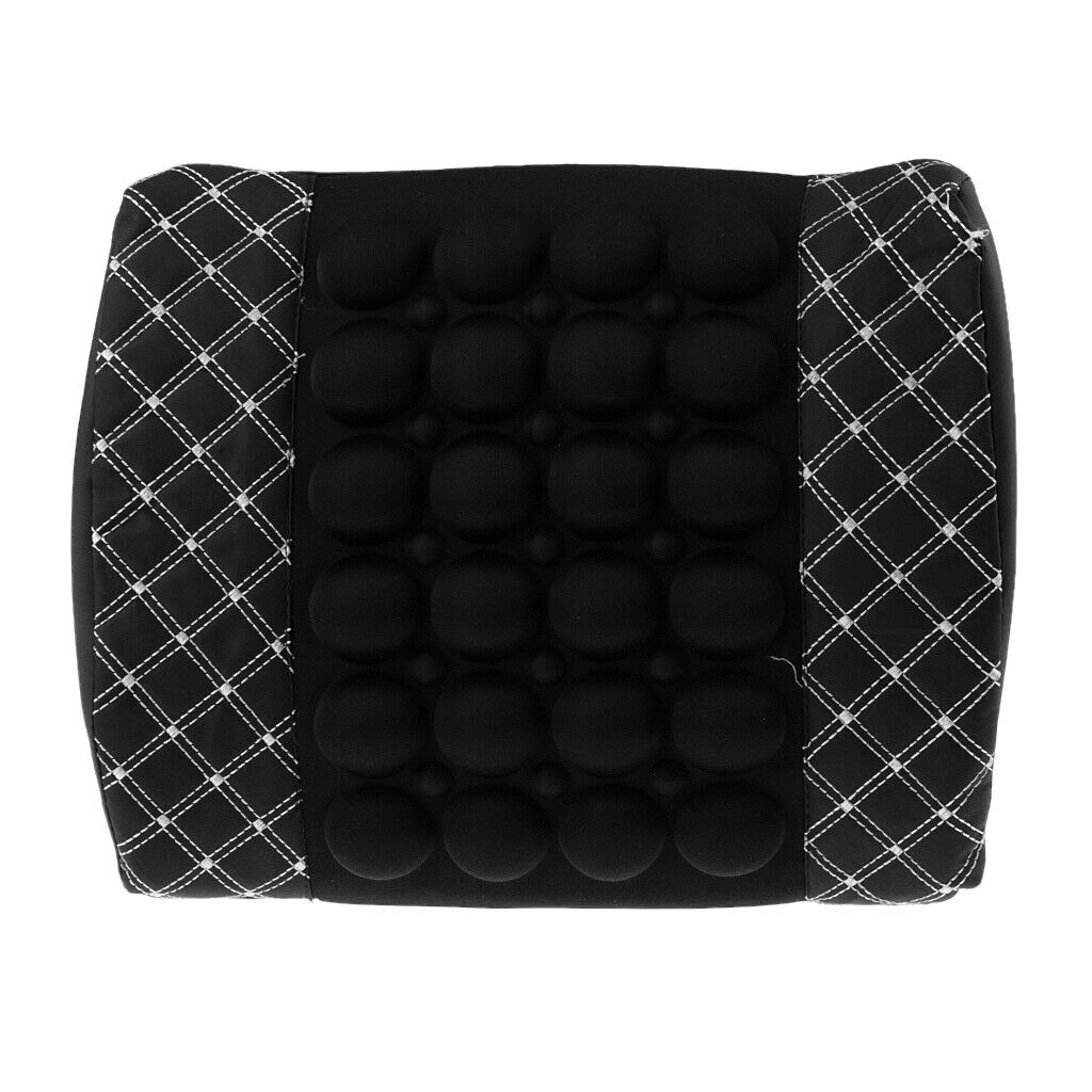 Lumbar Back Brace Massage Holder Support 12V Car Seat Chair Cushion White