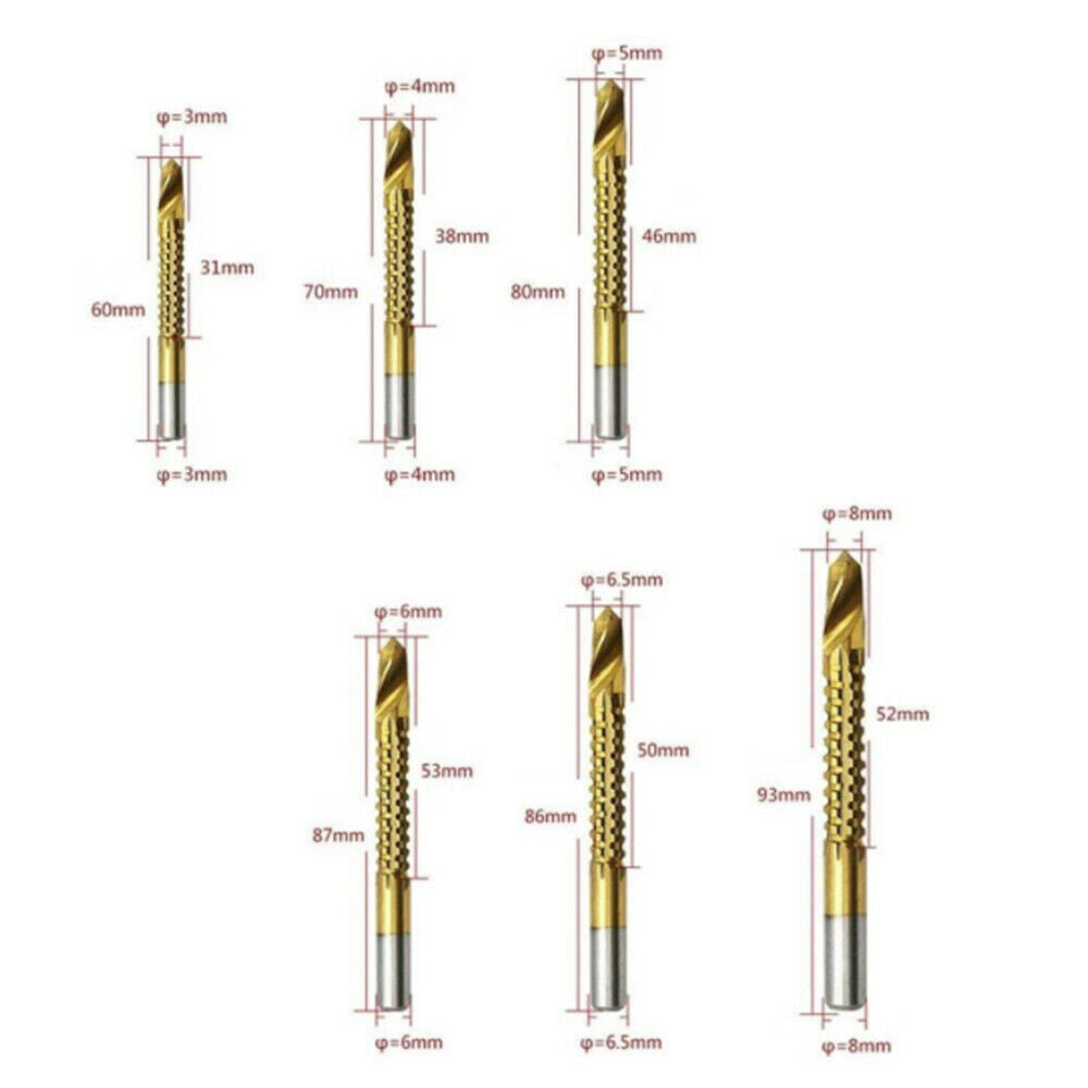 6Pc/set Cobalt Drill Bit Spiral Screw Metric Composite Tap Drill Bit Twist Drill