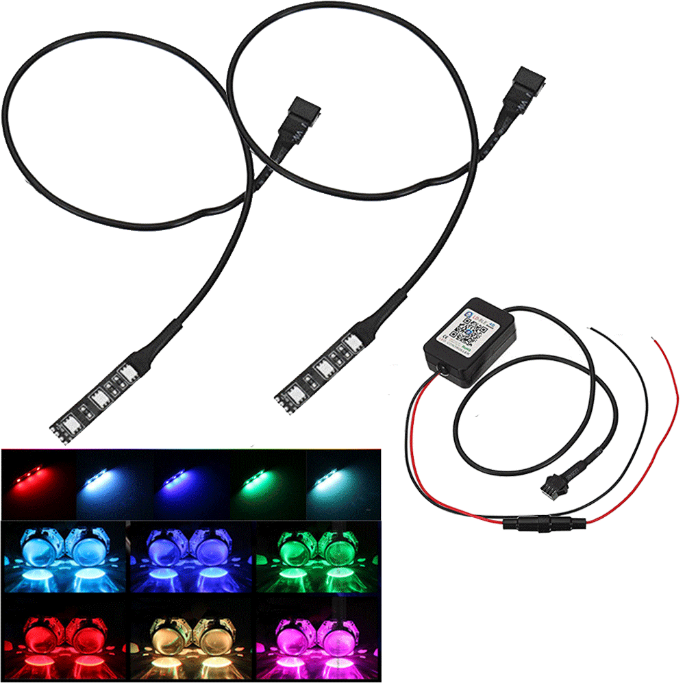 2x RGB Demon Devil Eyes LED Wireless App Control fpr Car SUV Headlights Retrofit