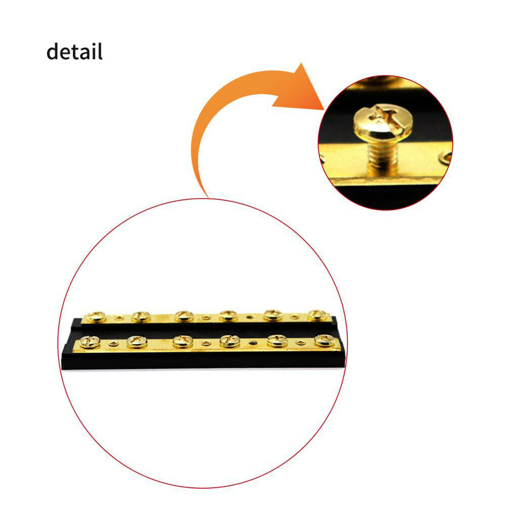 Boat Marine Terminal Block with Dual 6 Stud Bus Bars 8-32 Screw Terminals