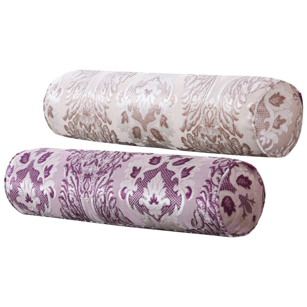 2 lot Long Neck Roll Pillow Round Lumbar Support w/Removable Cover Washable