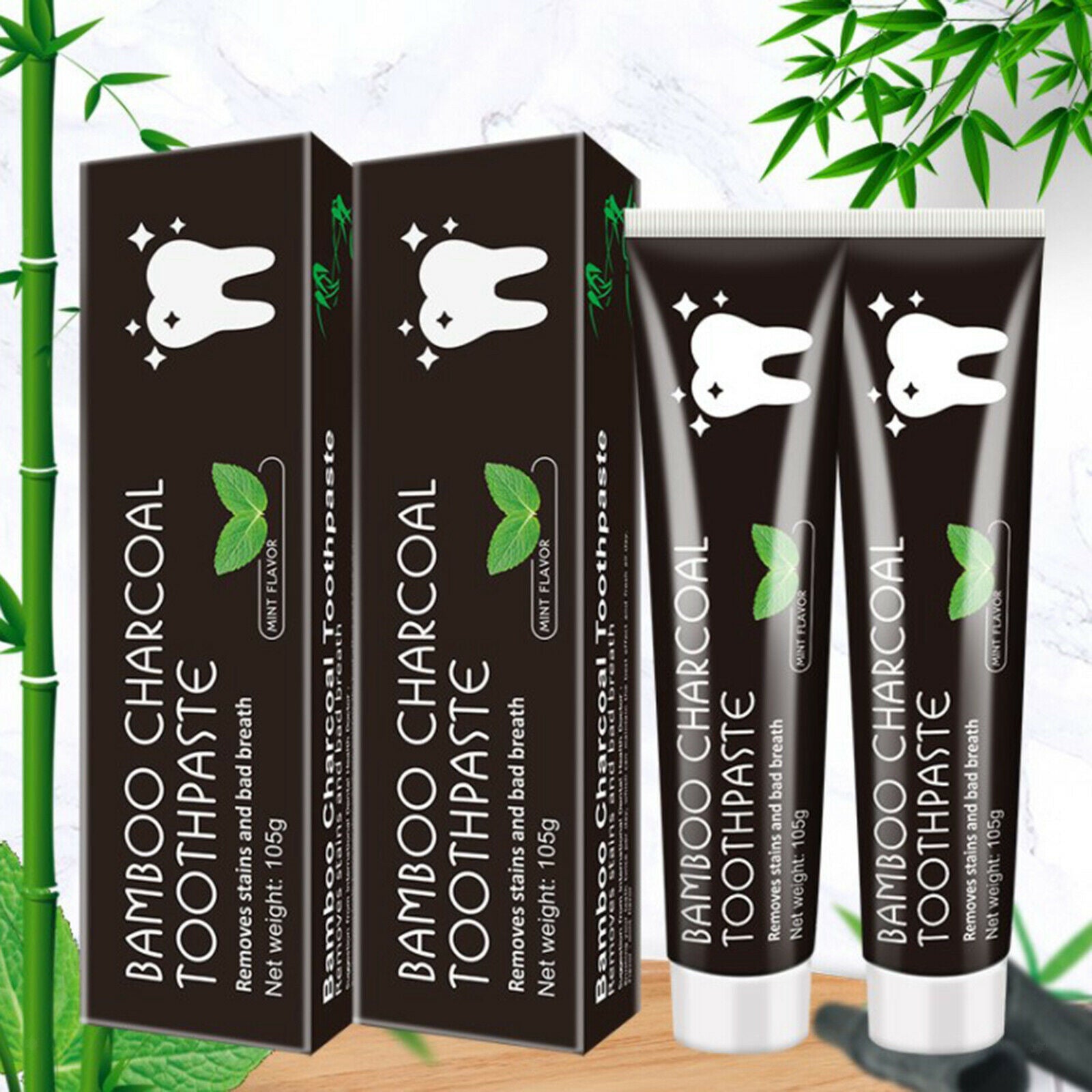 5 pieces black activated charcoal teeth whitening toothpaste stain remover