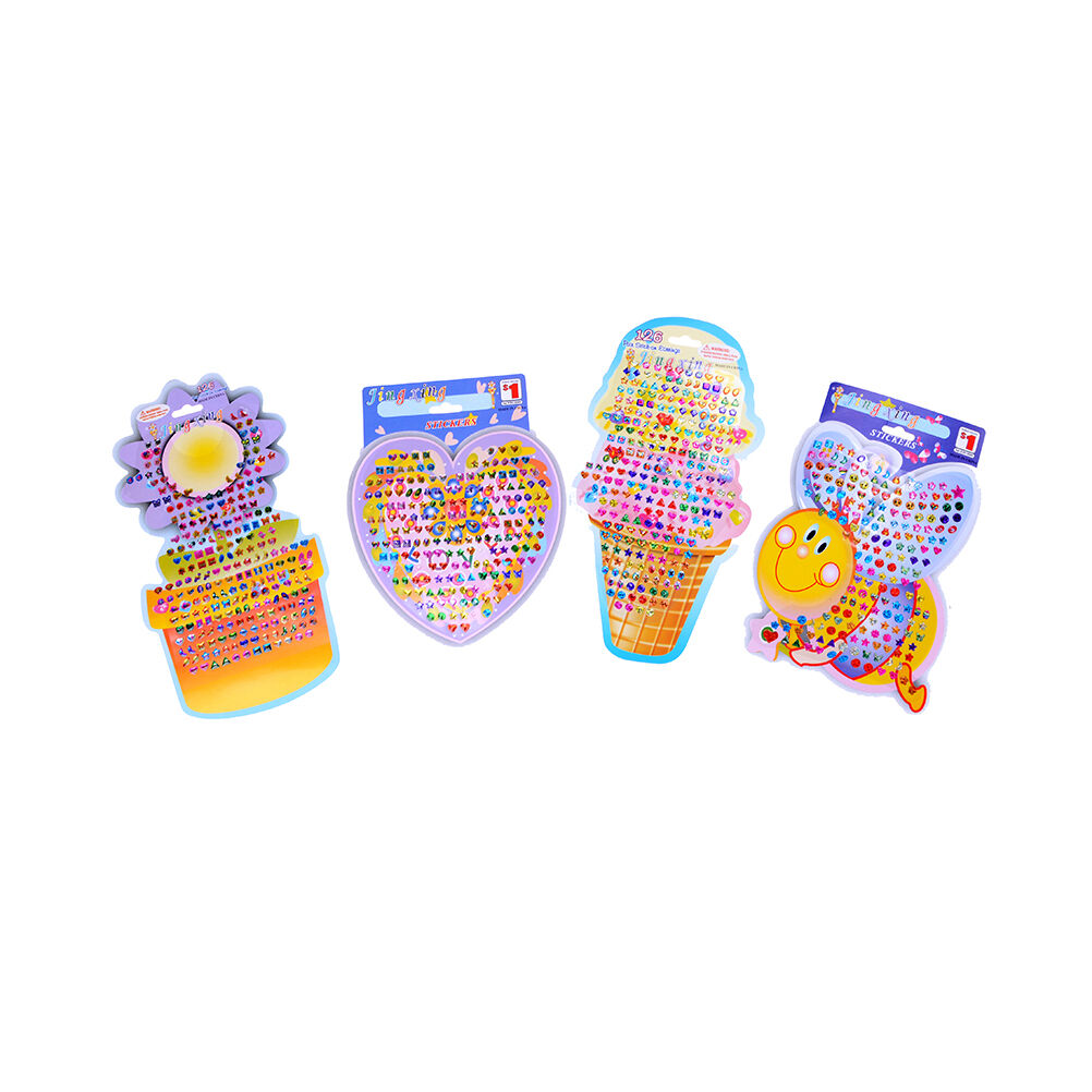 4x/set Wonderful Children Stickers Earring Cartoon Reward Crystal Stickers S_DD