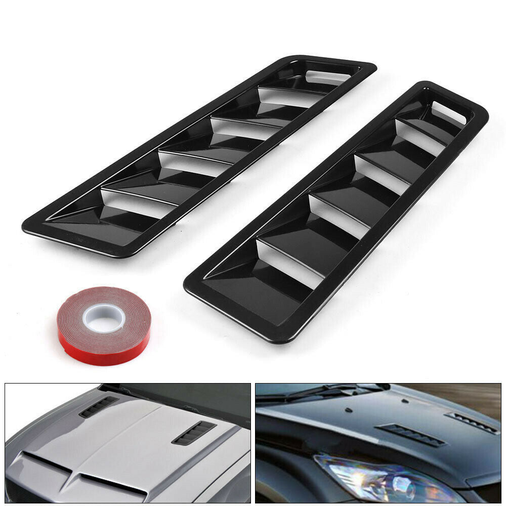 2pcs Fits 17x5 Inch Universal Hood Vent Louver Air Cooling Panel Trim Set Black