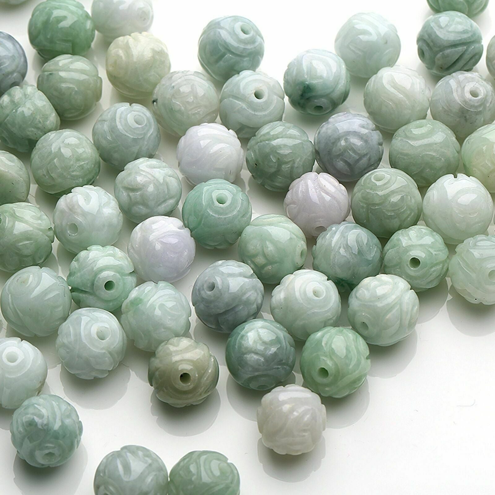 Wholesale 50pcs 100%  natural jade beads carved jadeite A goods 10mm
