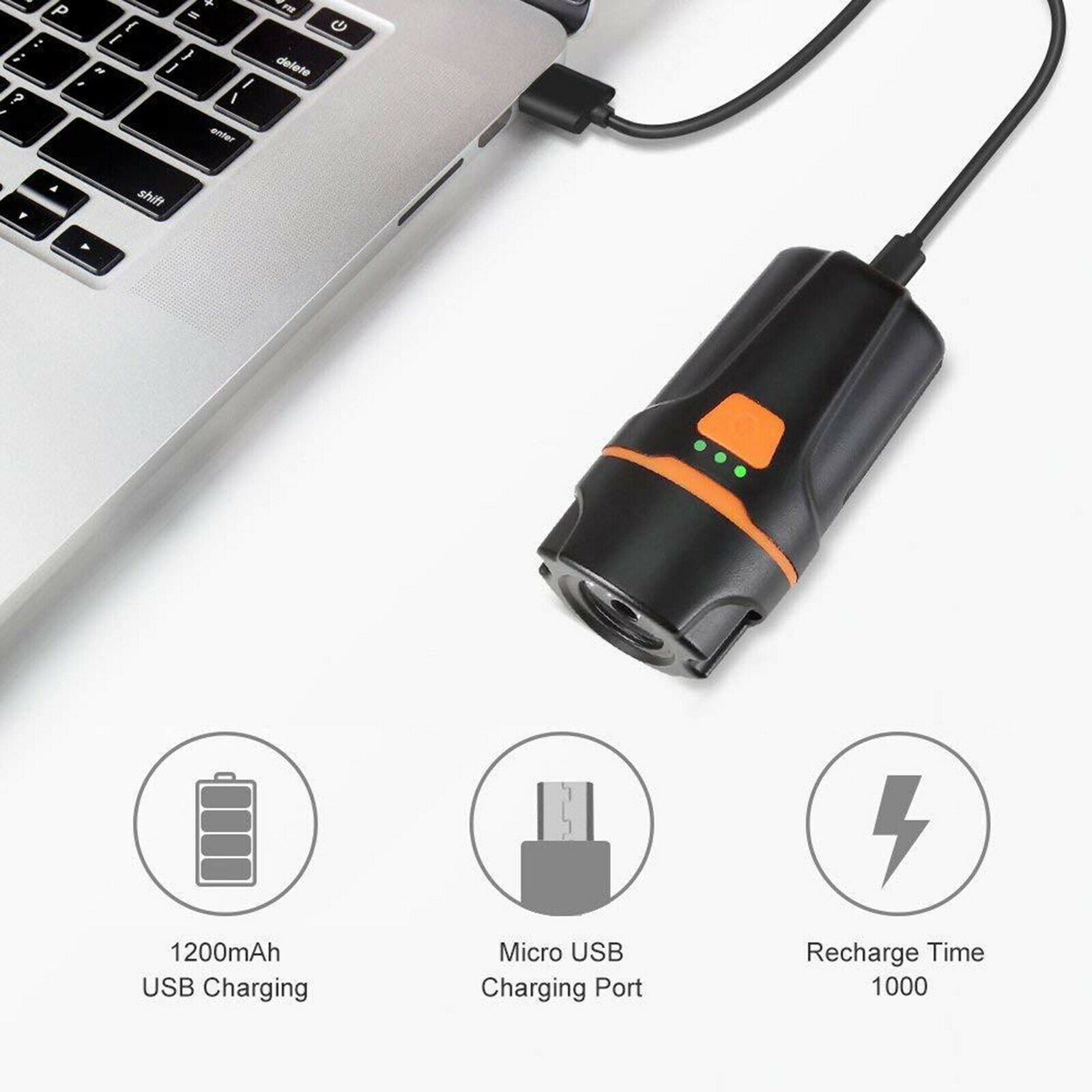 Bicycle Front Light Headlight Lamp Waterproof Rechargeable Easy to Install