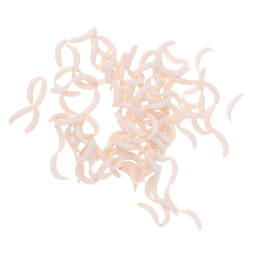 120Pcs/Box White Fishing Maggots Soft Worms Lures Strong Fishy Fishing Baits