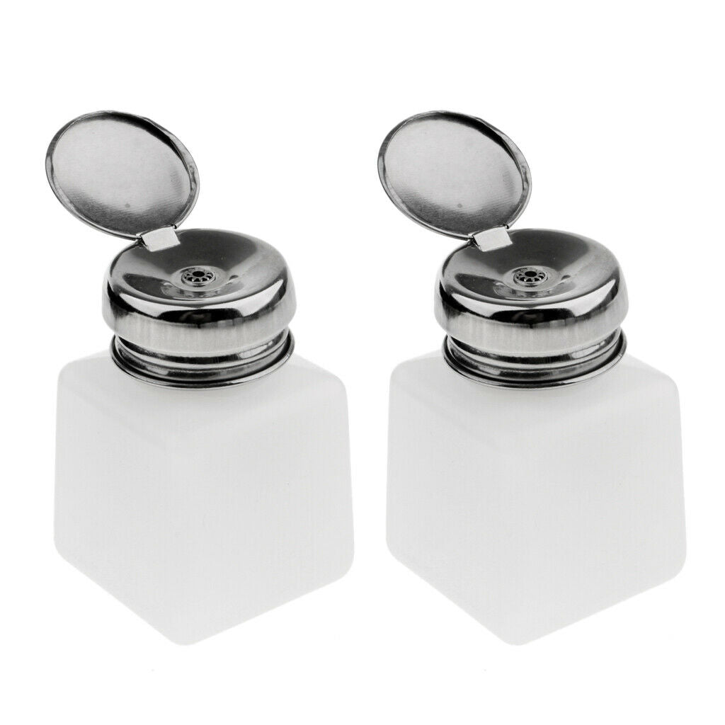 2 Pcs Nail Polish Remover Pump Dispenser Press Bottle Empty Container  100ml