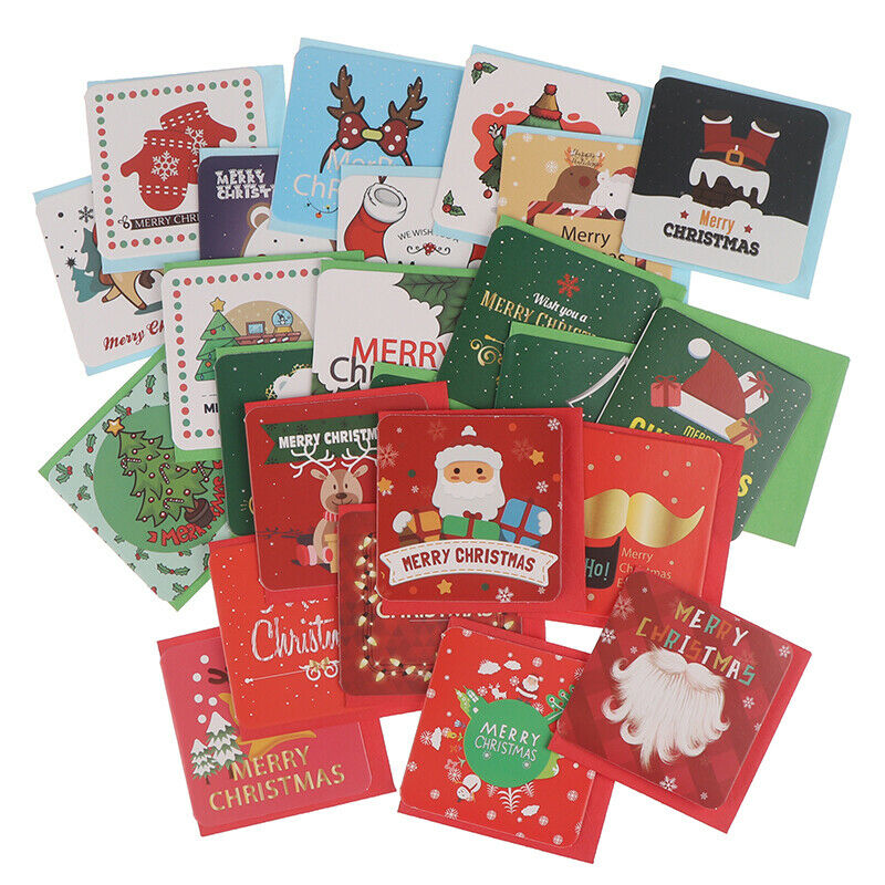 24pcs Merry Christmas Greeting Cards Party Invitations New Year Greeting .l8