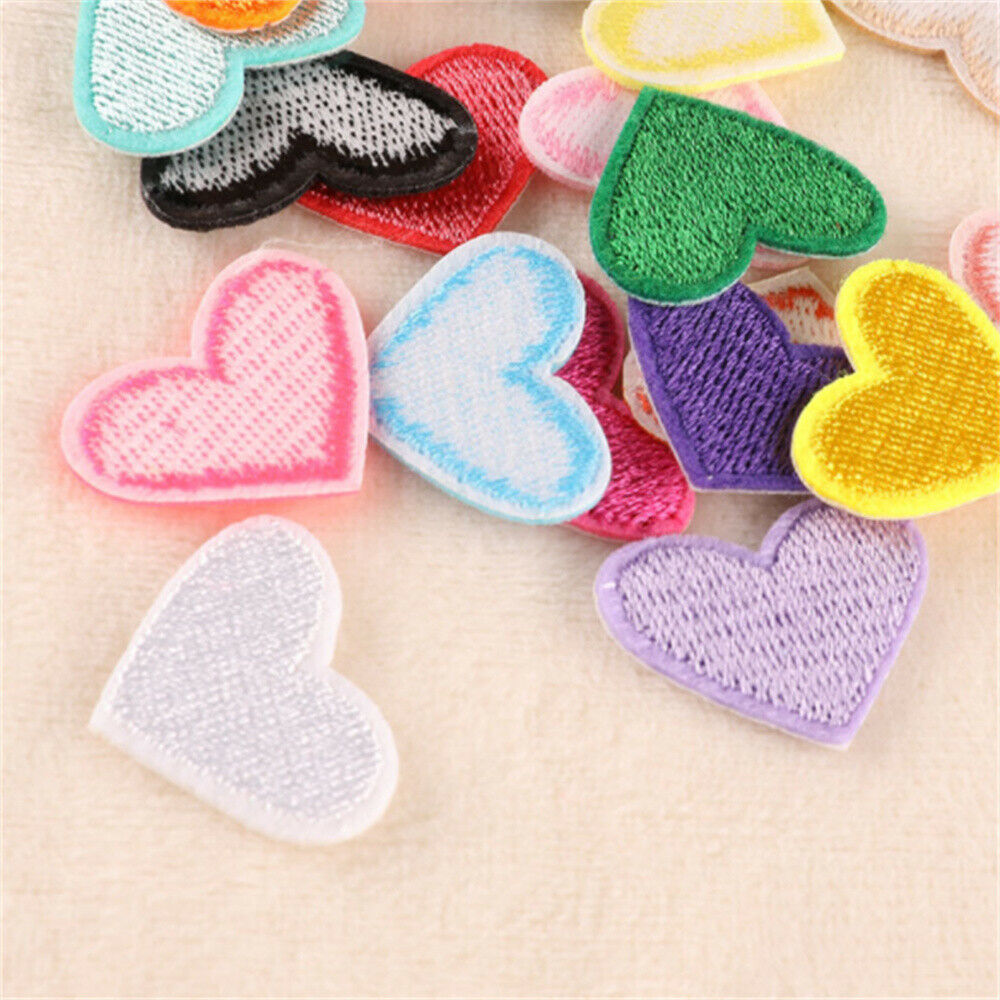 20 Mix Lot Sew On Patches Fabric Hearts For Crafts Embellishments Decors 20x26mm