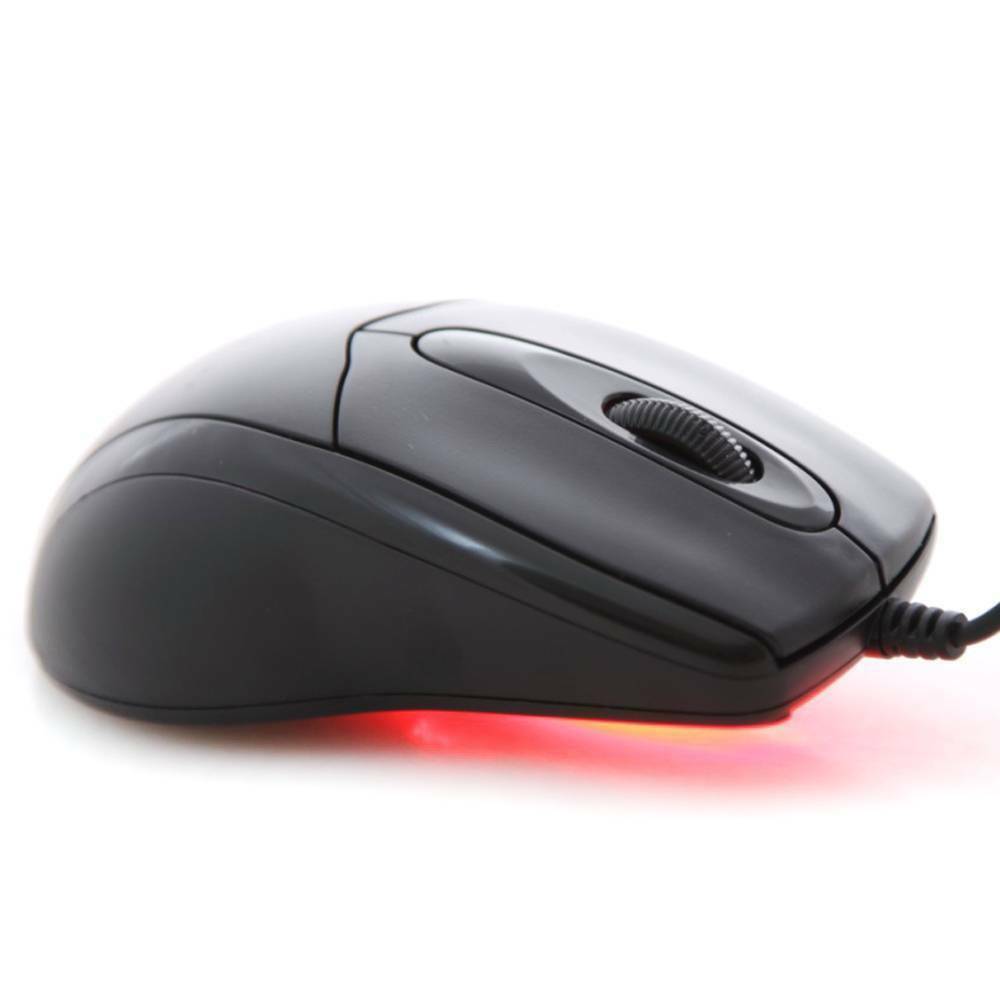 UK Black Ergonomic USB Wired Mice Scroll Wheel Optical Mouse For PC Laptop New!