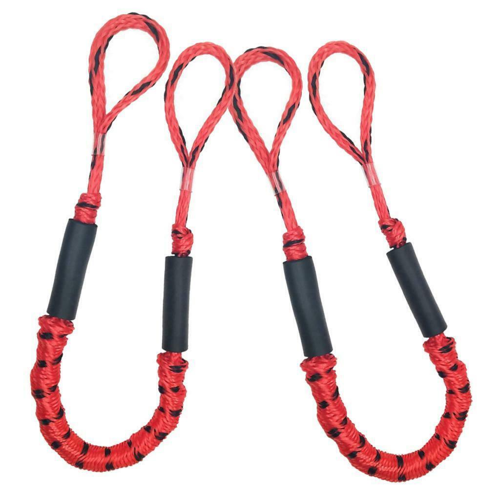 2pcs Marine Boat Bungee Dock Line Anchor / Mooring Rope 4ft Red