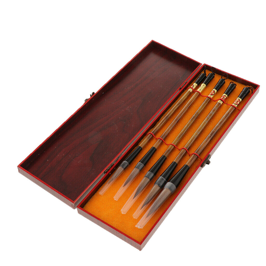 5 Pieces Calligraphy Brush Pen Chinese Traditional Writing Painting Gift Box