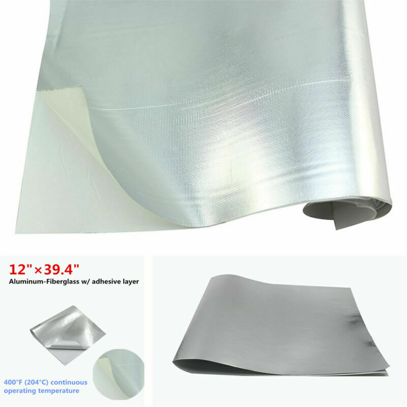 Car Motorcycle Heat Shield Barrier Aluminum-Fiberglass +Adhesive Layer 12"x39.4"