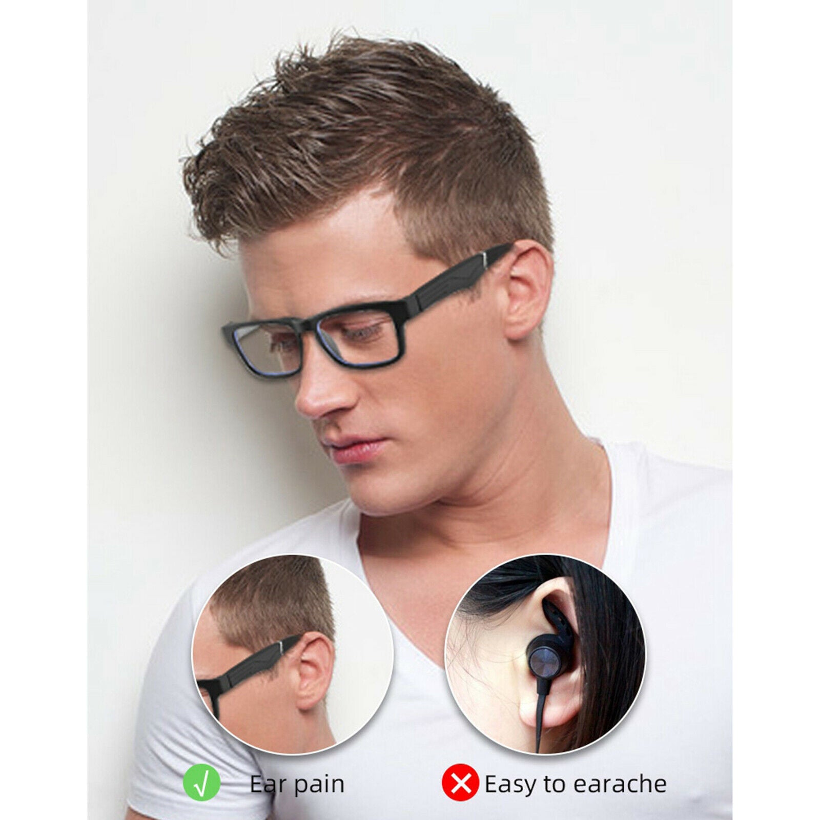 1x Glasses Wireless Music Headset Audio Speaker Anti-blue Hands-Free Calling