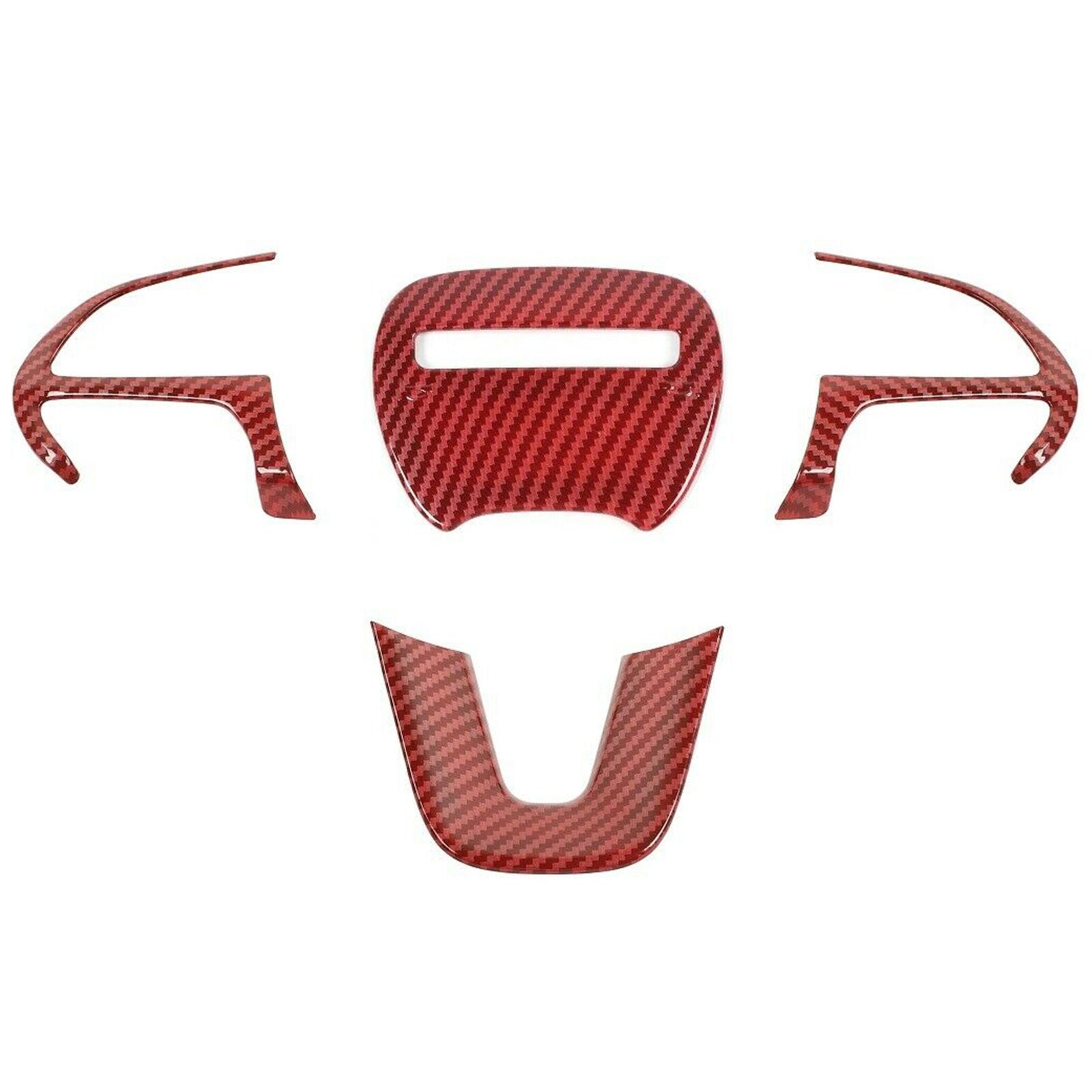 4x Steering Wheel Frame Trim Cover For Dodge Challenger Charger 2015+ Red Carbon