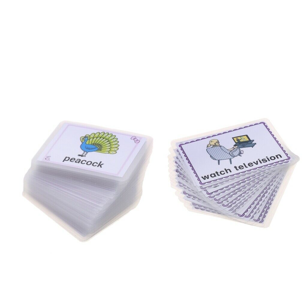 96Pieces Kids Baby Preschool Picture Word Flash Card, Daily Behavior & Animals