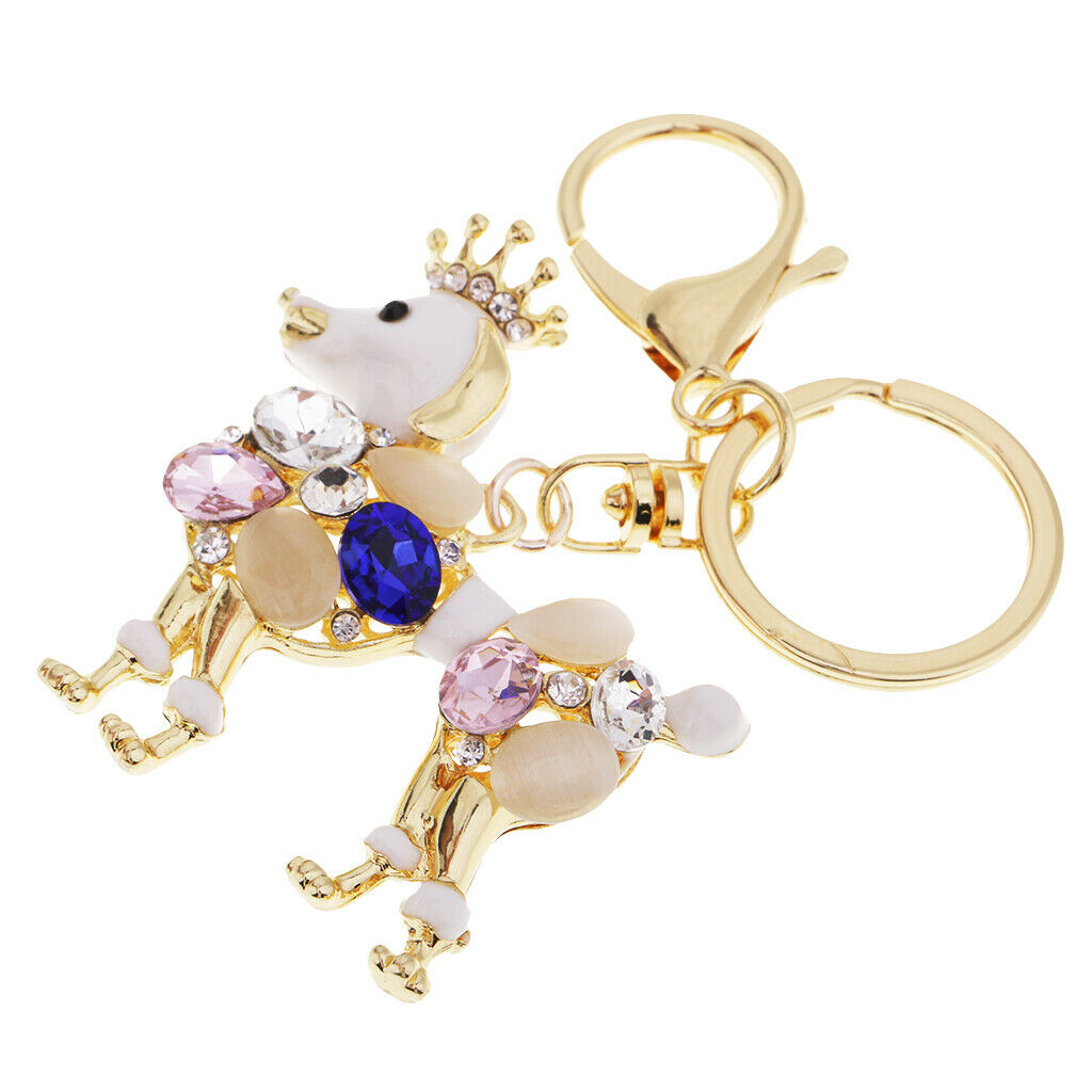 Fashion Acrylic Rhinestone Crown Royal Dog Pendant Handbag Key Chain Decors