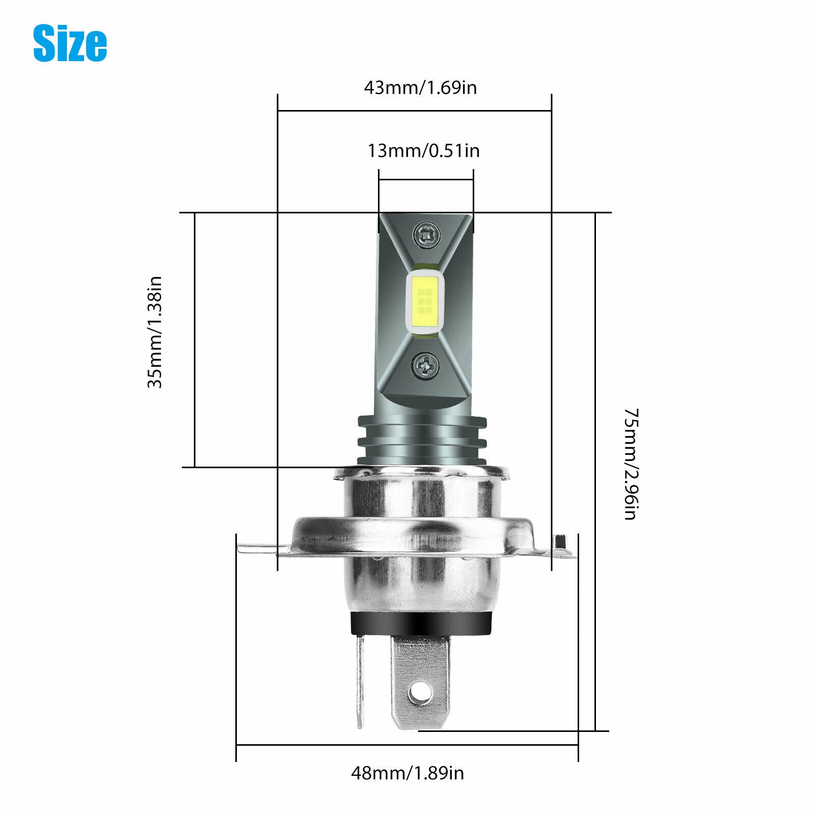 2Pcs H4 9003 HB2 LED Headlight High Low Beam Light Bulbs Kit 20000LM 6000K White