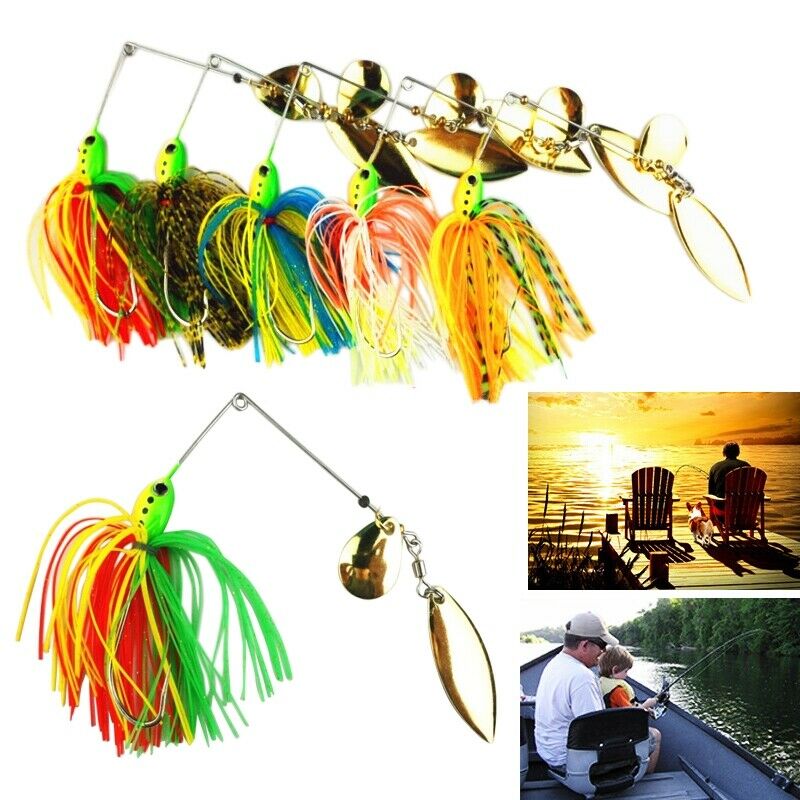5pcs/set Buzzbait Fishing Lure Spinner Bait Jigs Leadhead Sharp Hooks New