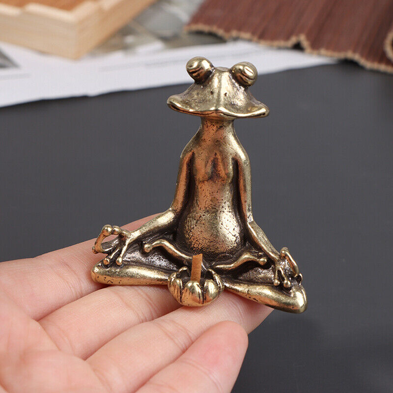Meditate Buddhism Frog Statue Ornament Animal Incense Burner Desk Decor T.l8