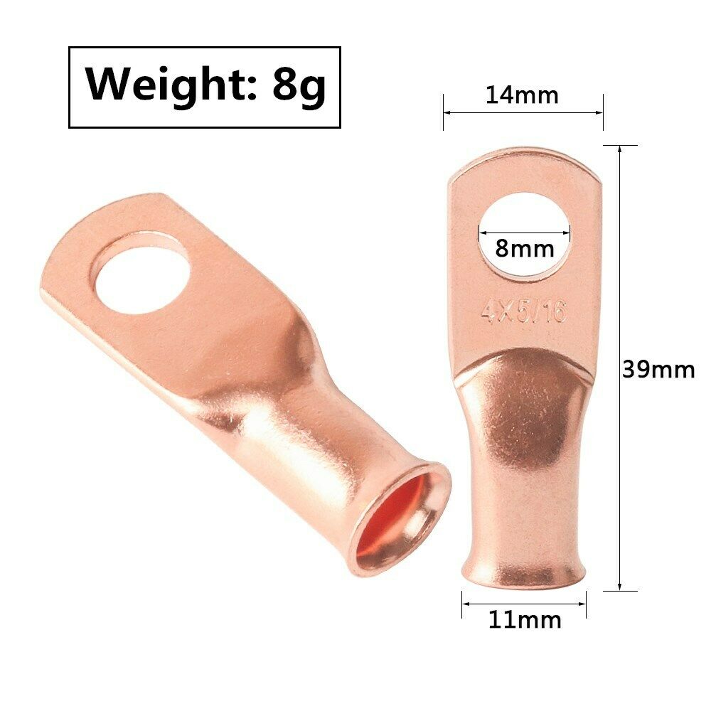 10PCS 4AWG-5/16" Copper Lug Ring Termianals Battery Welding Connectors