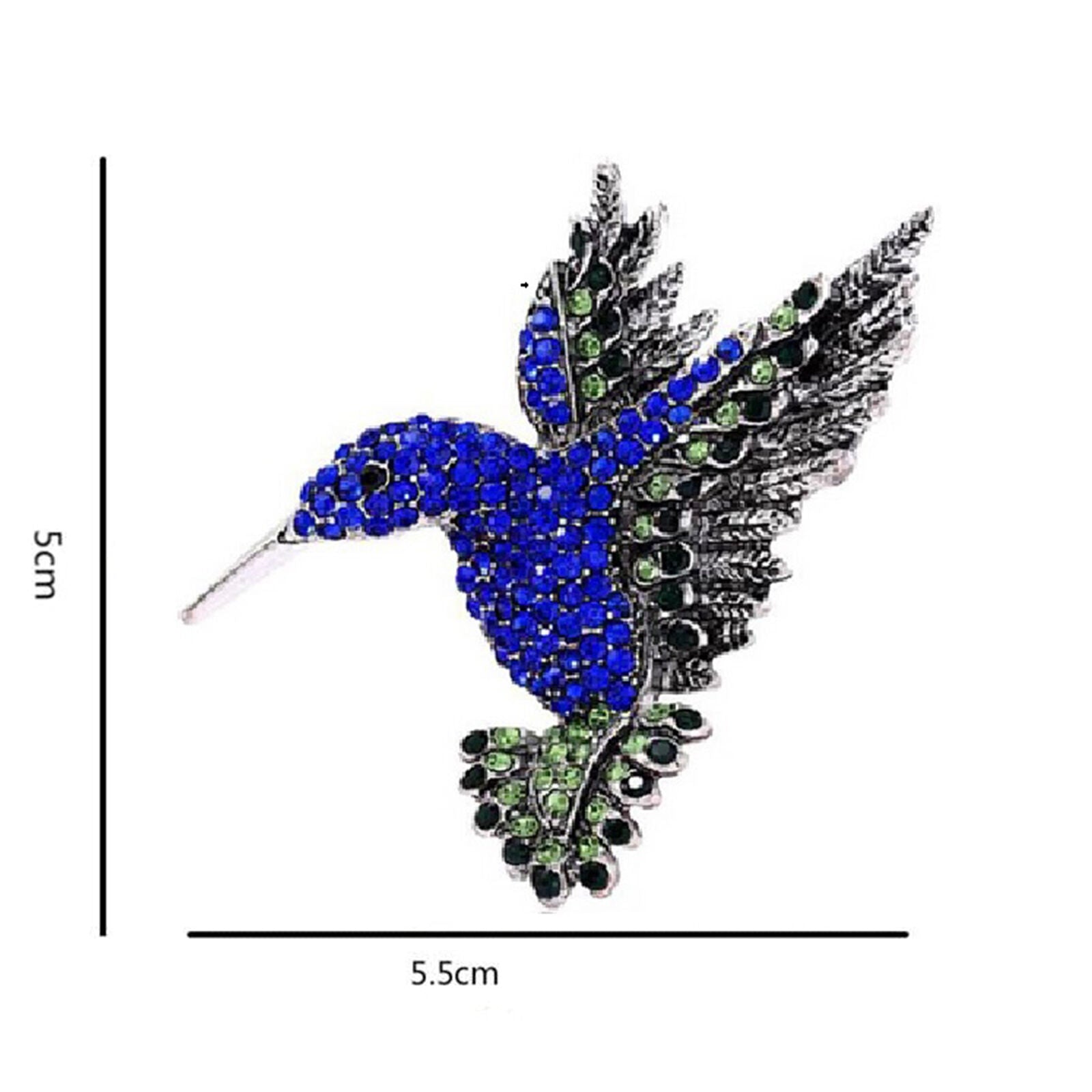 Luxury Handcrafted Rhinestone Blue Green Hummingbird Brooch Pin Jewelry Gift