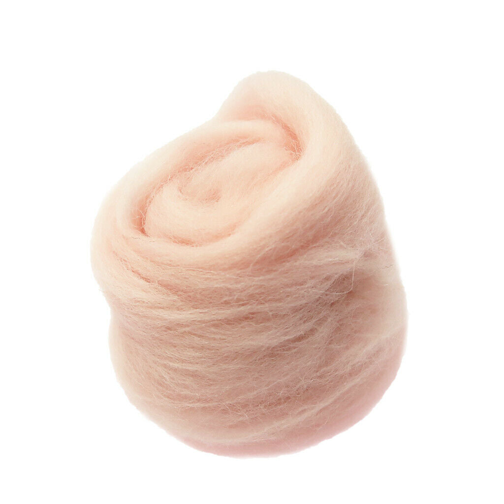 2 Packs Handmade Soft Wool Roving for Needle Felting DIY 10g Light Pink