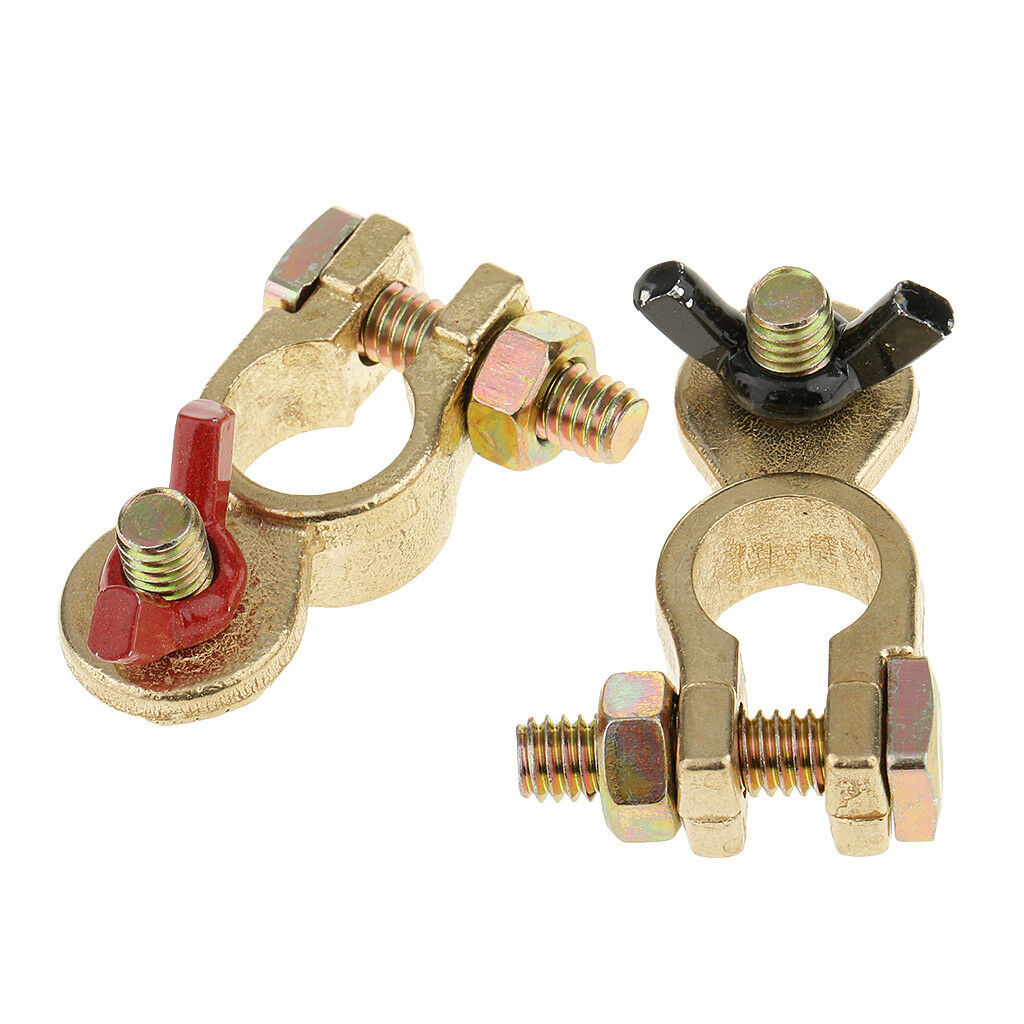 1 Pair Car Copper Positive+Negative Battery Terminal Clamp Clip Disconnect