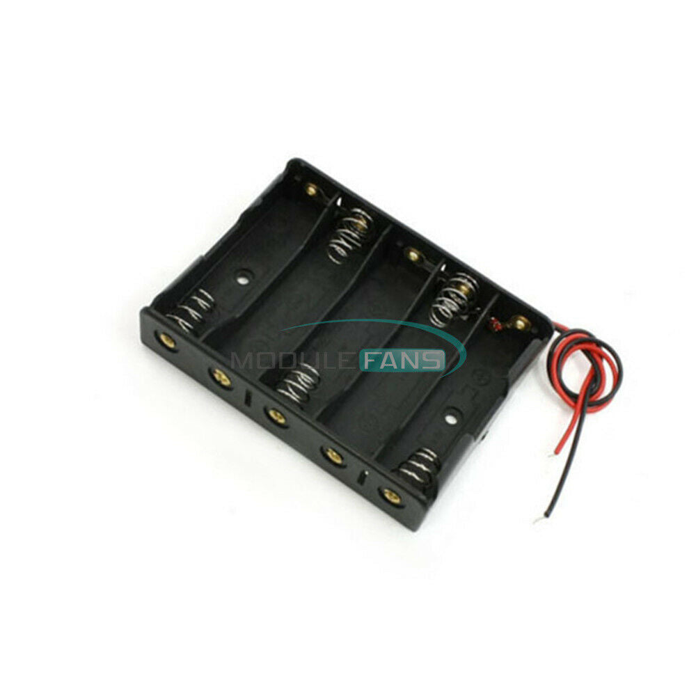 Battery Storage Case Box Holder For 5xAA 2A 7.5V Battery Wire Leads Plastic