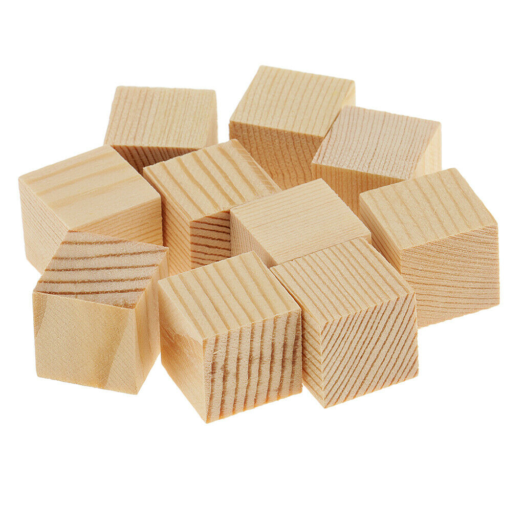 30pcs Blank Unfinished Wood Cube Blocks for DIY Painting Drawing 15mm 20mm