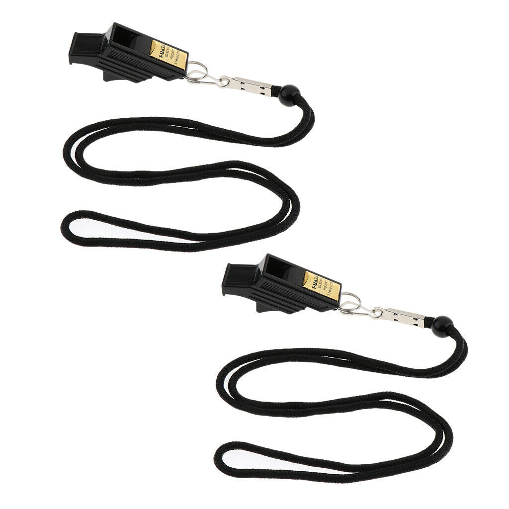2 Set Safety Referee Whistle with Lanyard and Finger Grip for Football