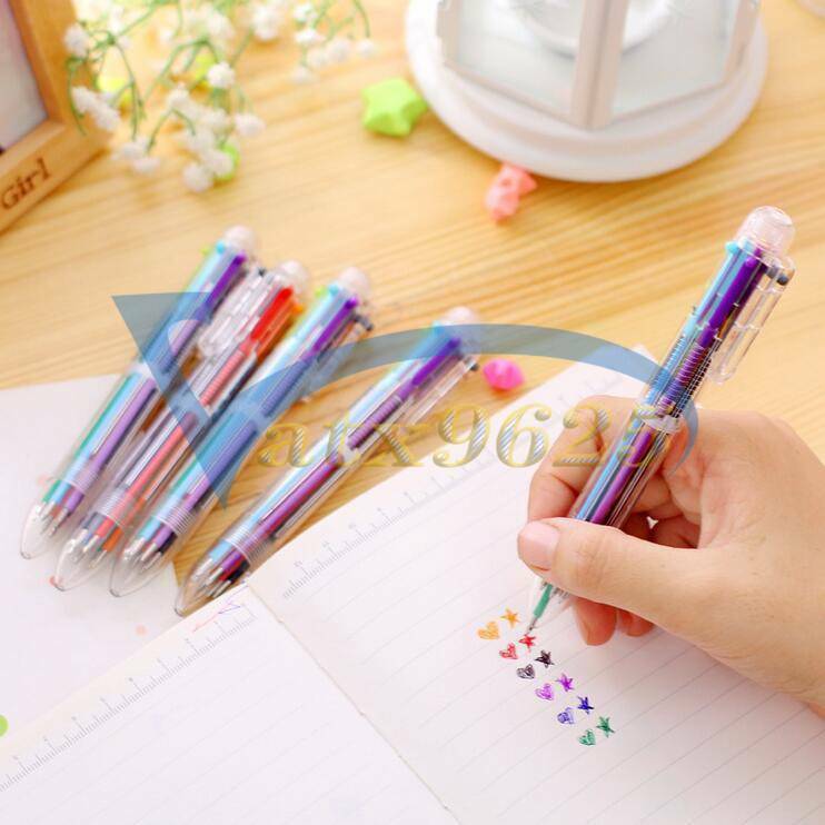Multi-color 6 in 1 Color Ballpoint Pen Ball Point Pens Kids School Office Supply