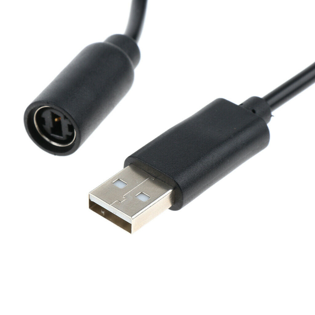 2X USB Converter Cable for Microsoft Xbox 360 Controller Breakaway Cord - Black