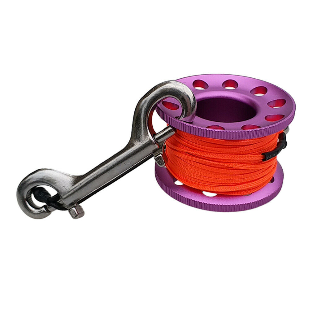 Scuba Diving Dive Reel Alloy Finger Spool 15m Line Bolt Double Ended Snap Clip