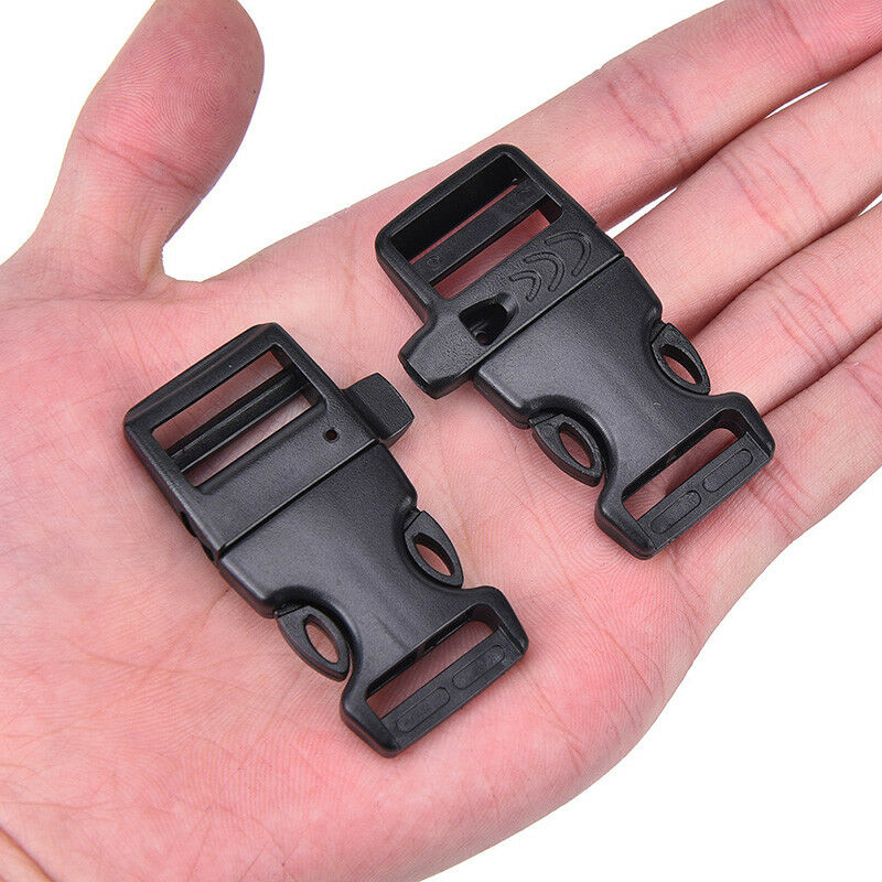 5pcs Survival Whistle Buckle Plastic Curved Side Release Buckles For Parac.l8