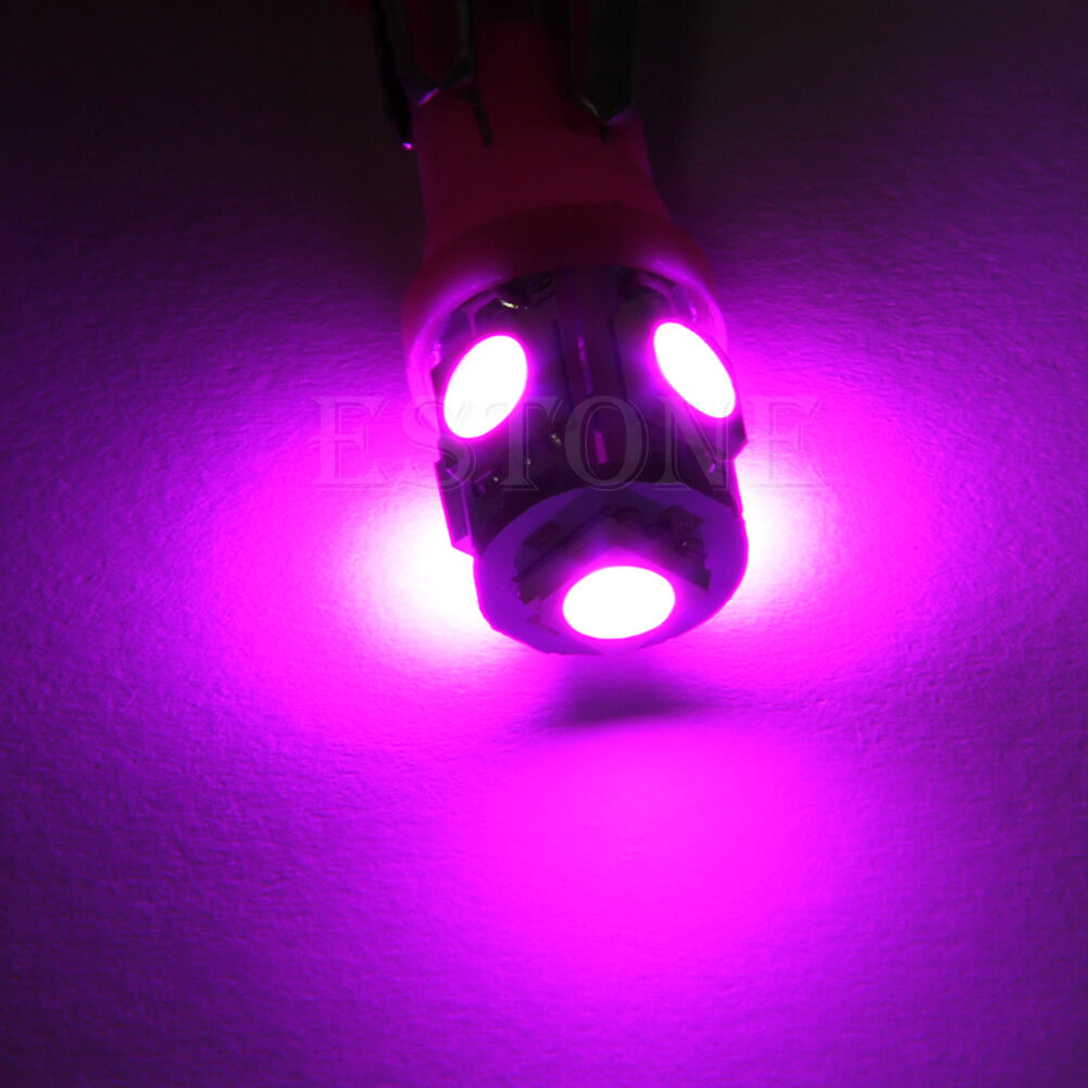 10X T10 5050 5-LED SMD 194 168 W5W Wedge Pink XENON Light Bulb Car Tail Lamp New