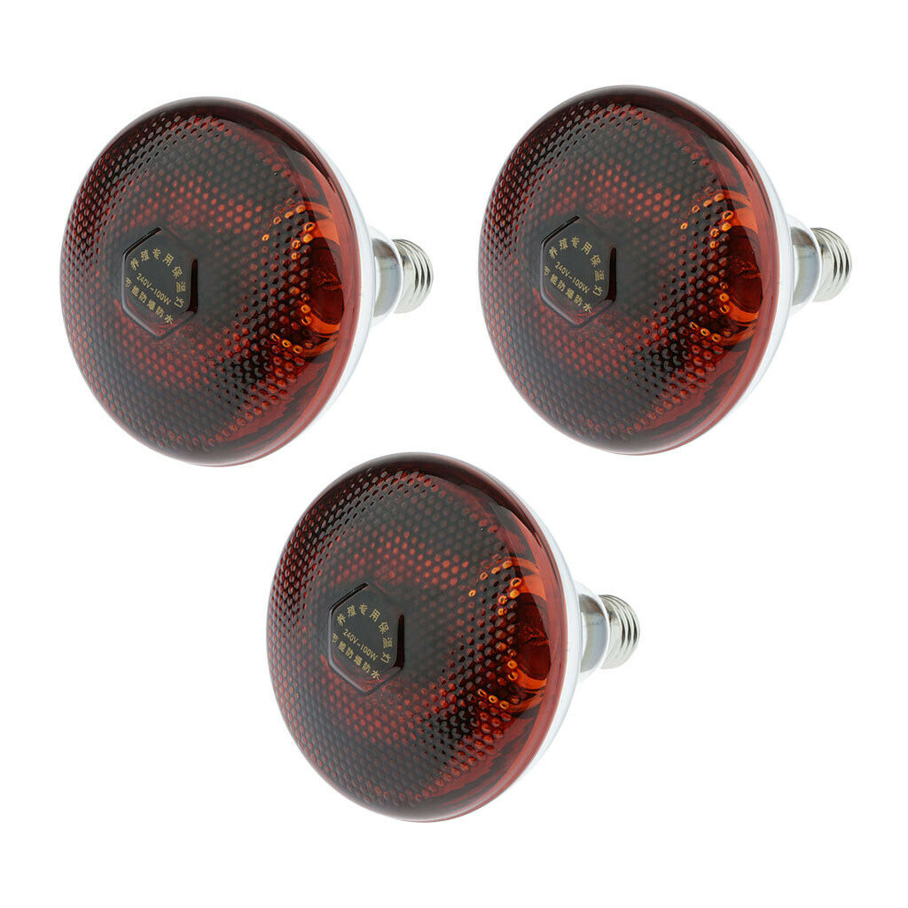 3x Reptile Infrared Heat Lamp Light Bulb For Reptile Amphibian Snakes Goose