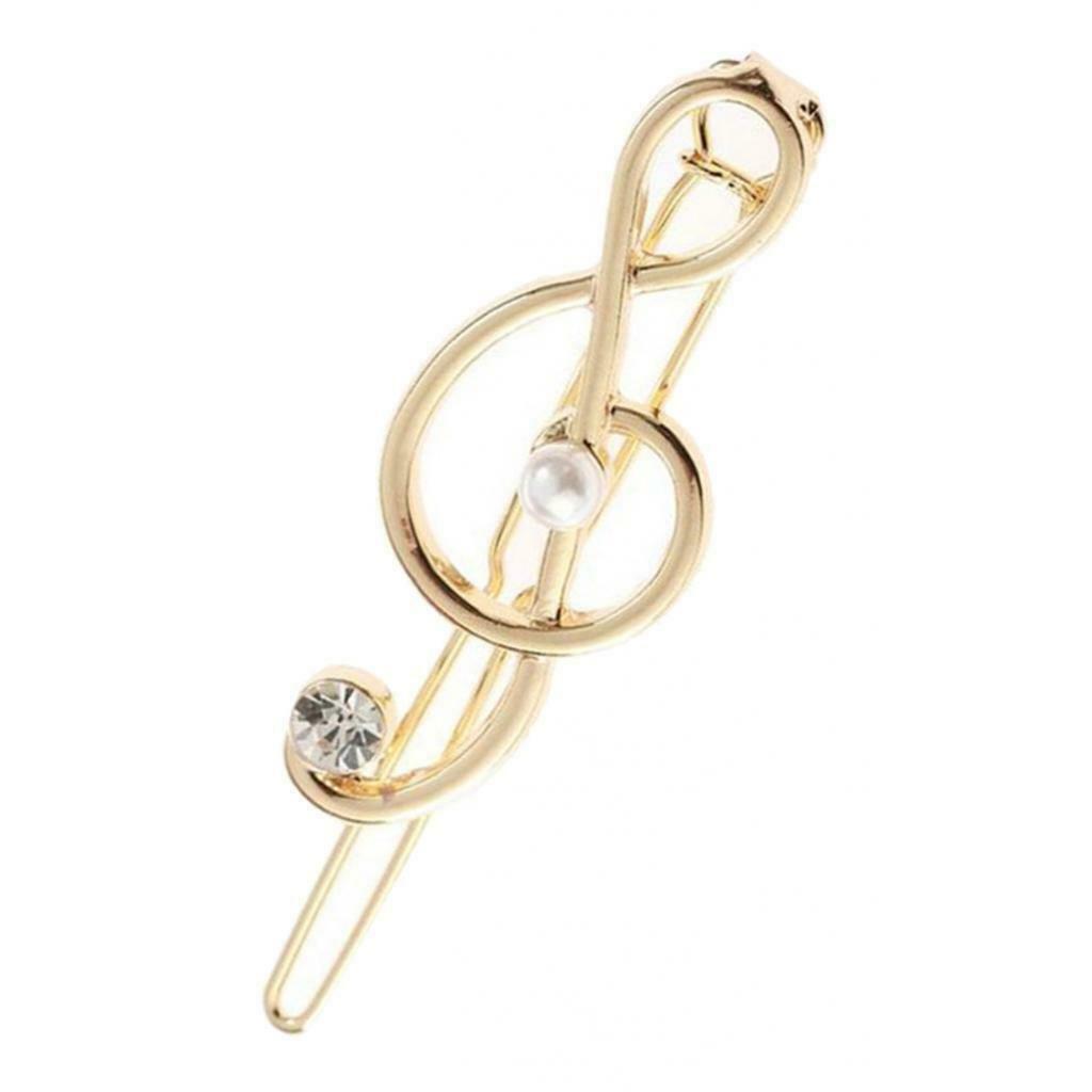 2X Hollow Hairpin Clip Note Crystal Hair Snap Clamp Ladies Girl Headwear Golden