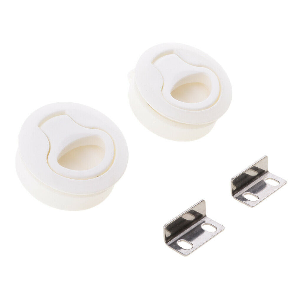 Pair Marine Hatch Latches Turning Lock Lift Handle Nylon White