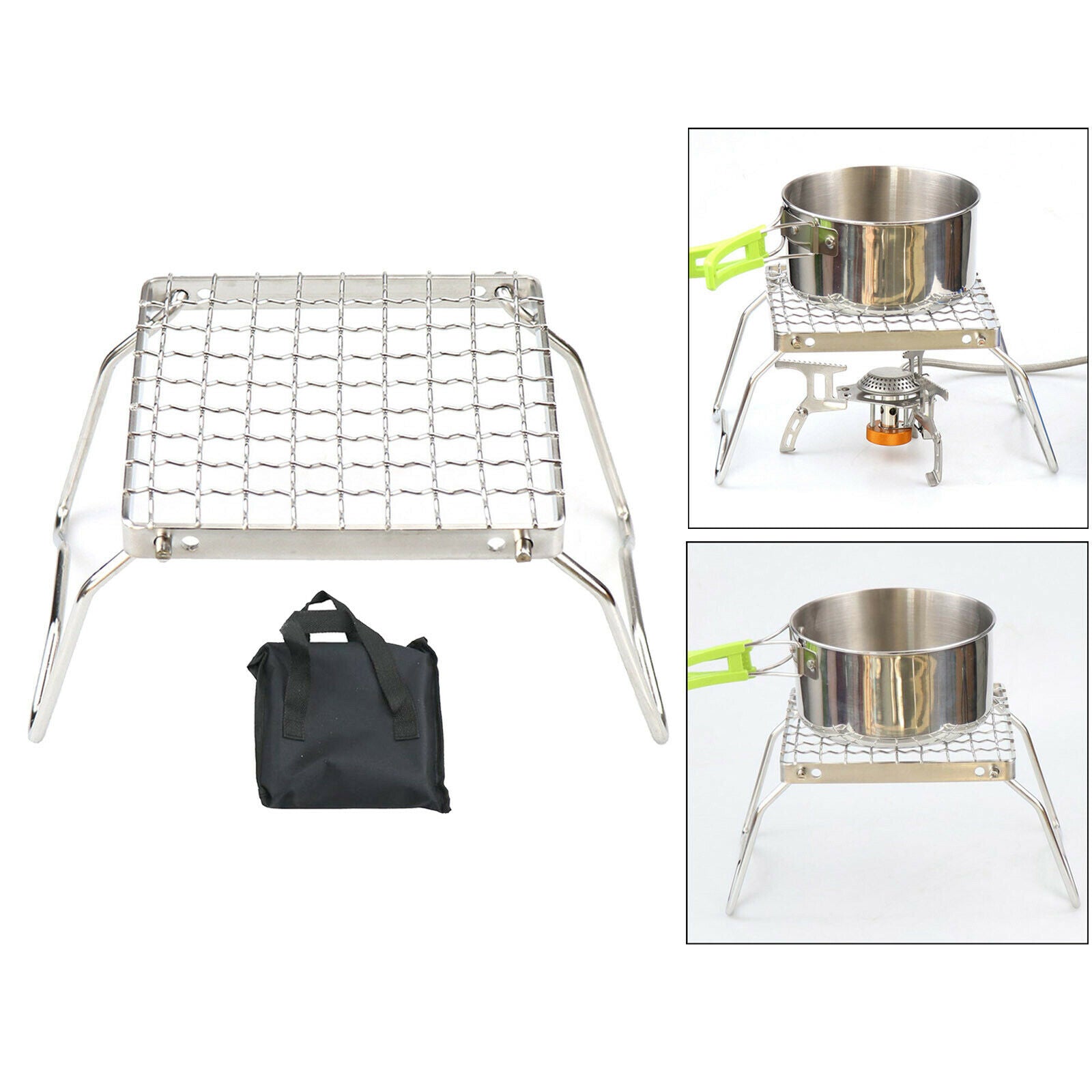 Folding Grill Adjustable Campfire Gas BBQ Grilling Rack for Backpacking